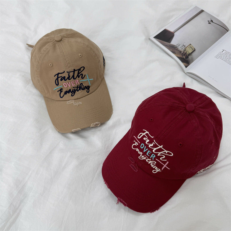 Women's Distressed Embroidered Baseball Cap Bowlift