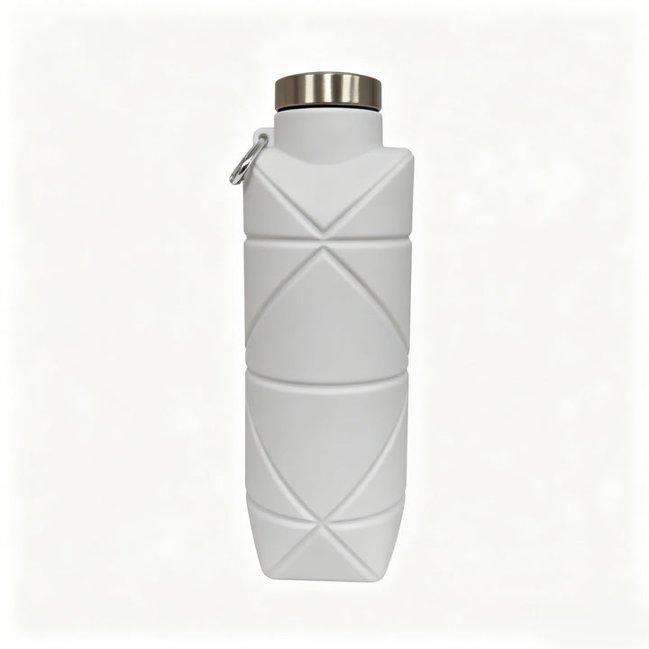 Collapsible Silicone Travel Water Bottle with Stainless Cap and Carabiner Bowlift