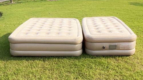 automatic inflate double flocked air mattress with integrated electric pump and raised edge comfort Bowlift