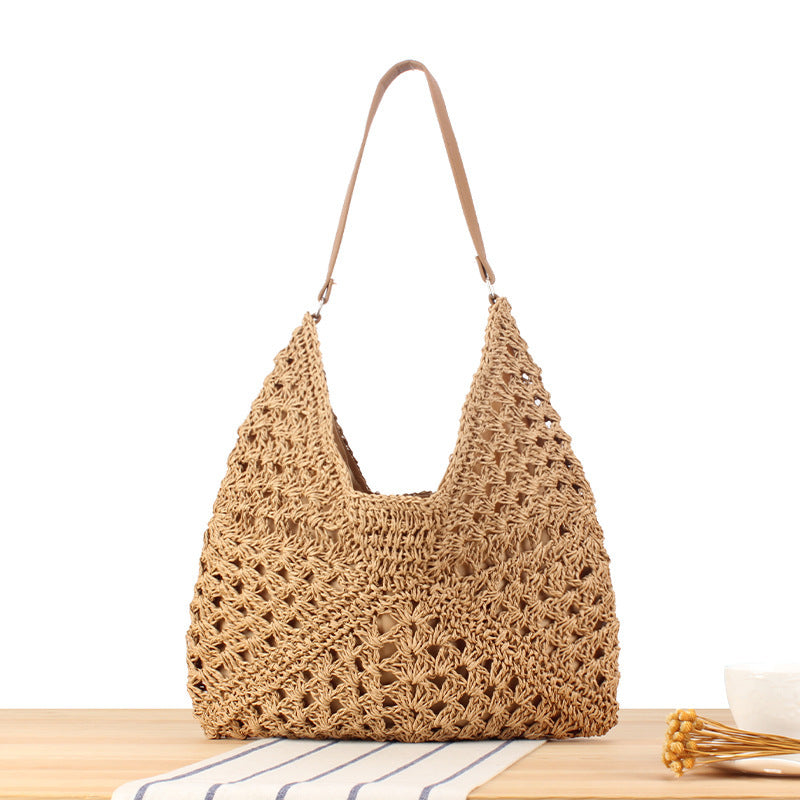 Shoulder bag with hand-knotted pattern and leather accents Bowlift