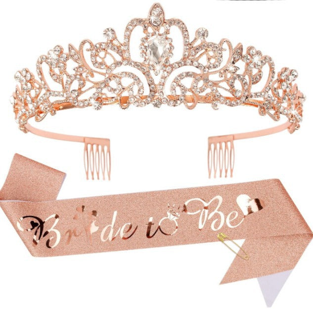 Women Elegant Tiara with Personalized Sash Bowlift