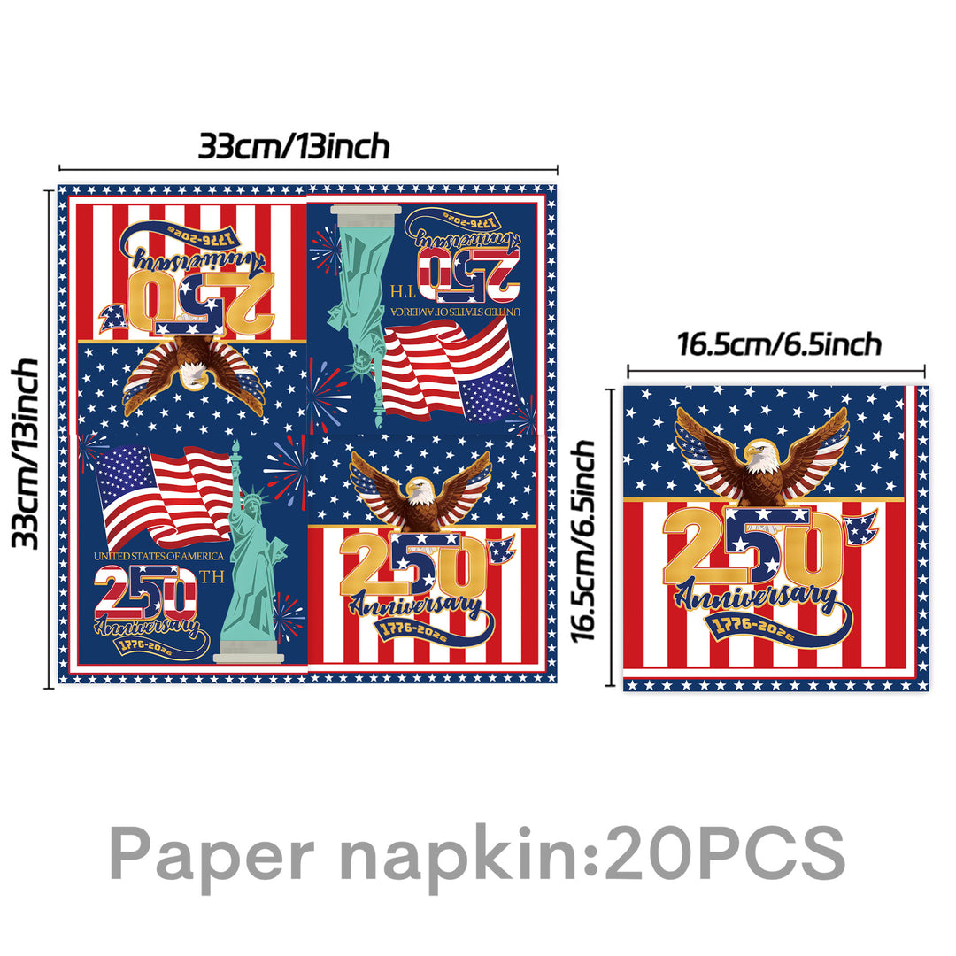 Unisex nan Patriotic Anniversary Disposable Tableware Party Kit with Stars Stripes Plates Cups Napkins Cutlery Banner Bowlift