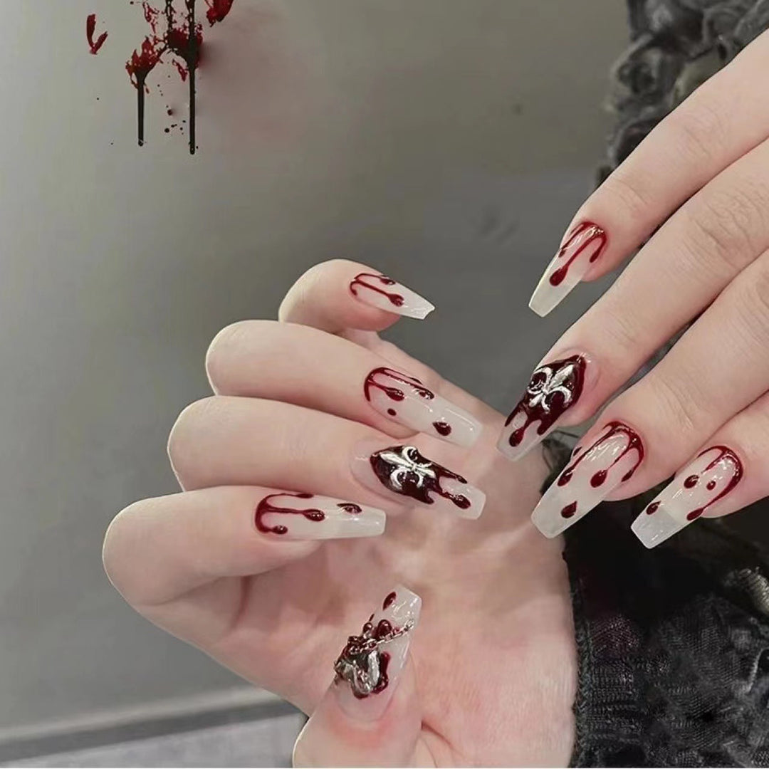 Sparkling Rhinestone Press-On Nail Set Bowlift
