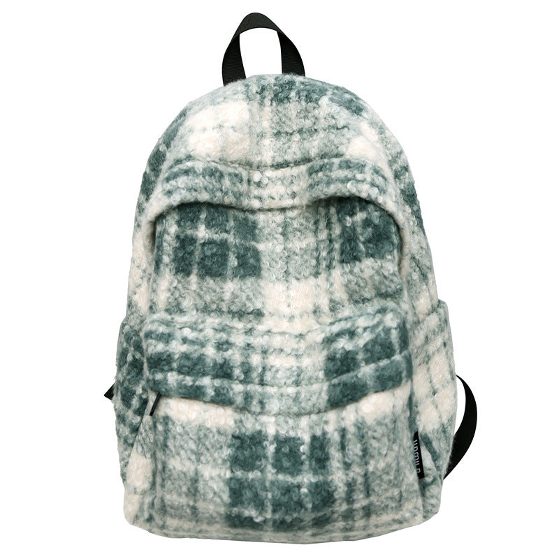 Cozy Fleece Checkered School Backpack Bowlift
