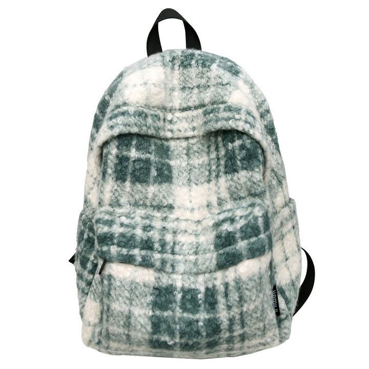Cozy Fleece Checkered School Backpack Bowlift