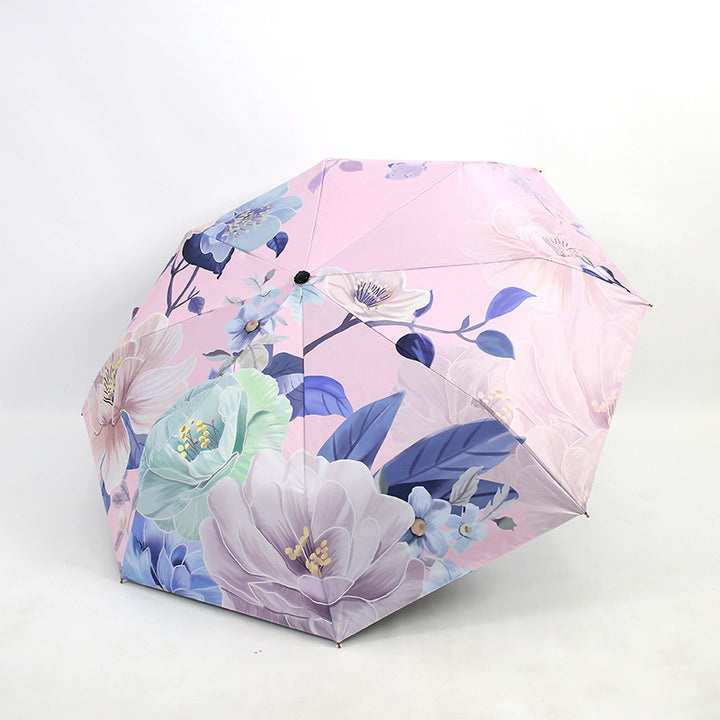 Ladies folding umbrella with artistic flower pattern Bowlift