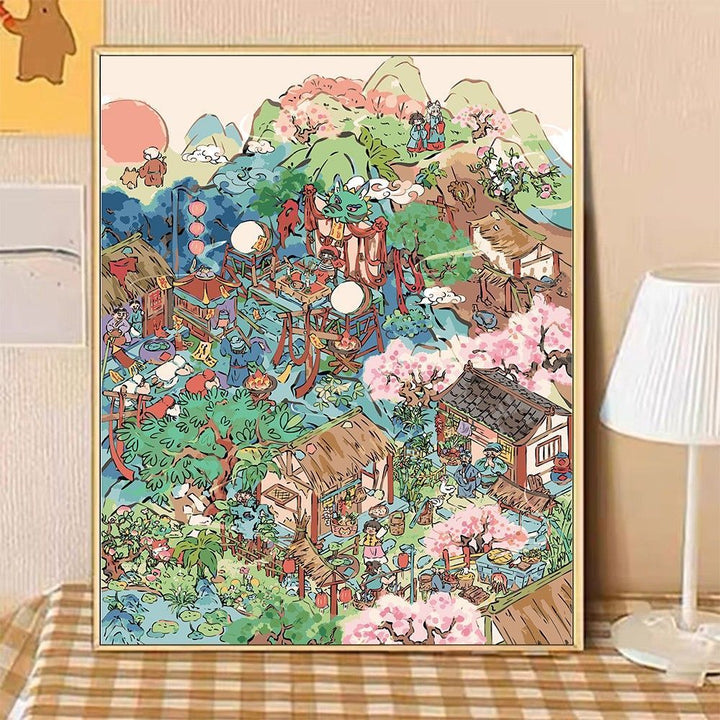 Whimsical Garden Scene Canvas Art Bowlift