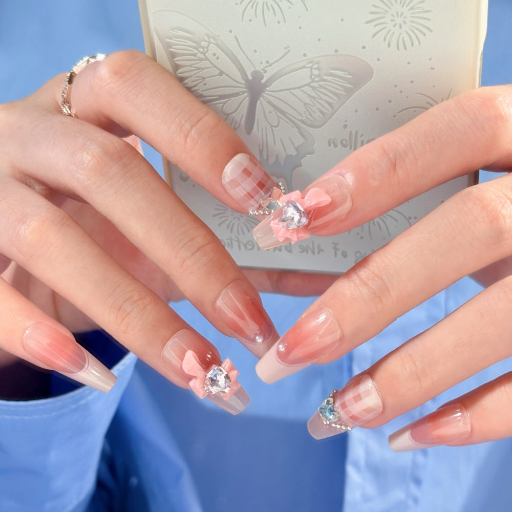 Floral Gemstone Press-On Nail Set Bowlift