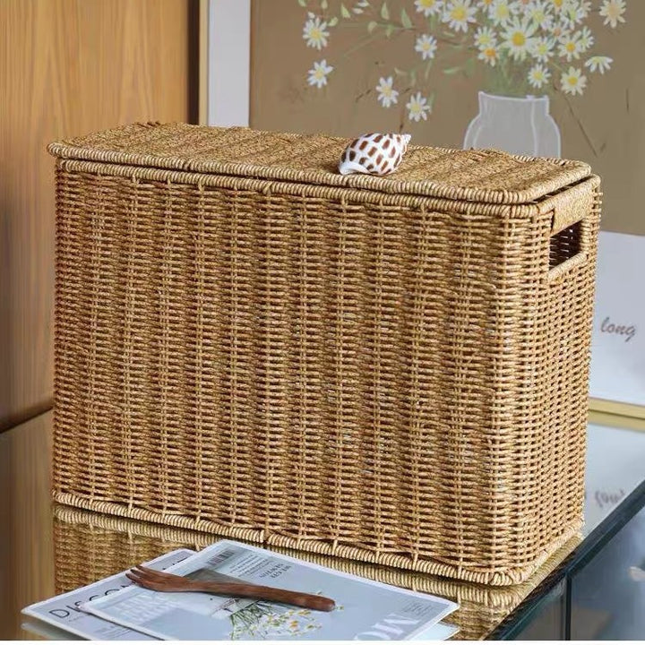 Women Multifunctional Rattan Basket with Lid Bowlift
