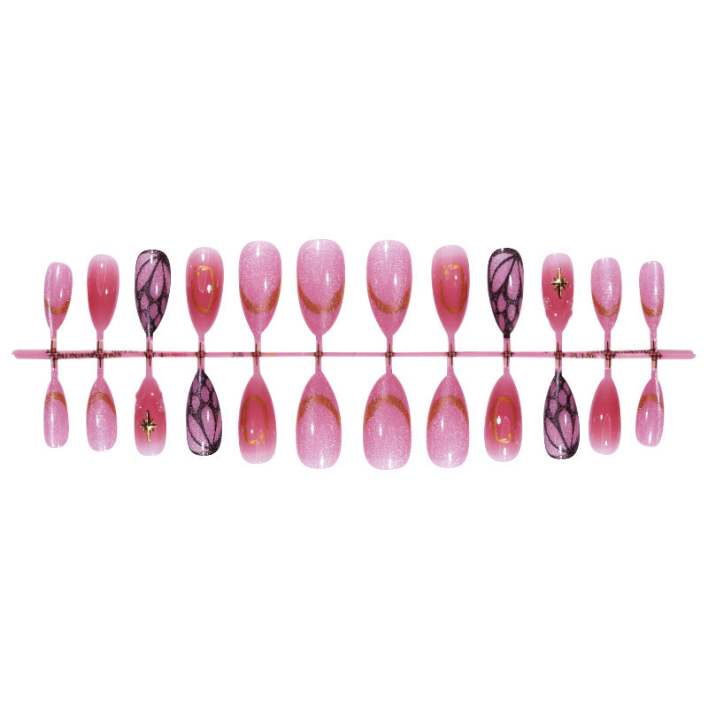 Decorative Press-On Nail Art Set with Shimmering Glitter and Elegant Patterns Bowlift