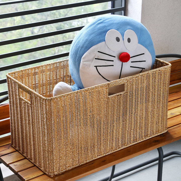 Unisex storage basket made of natural material with practical handles Bowlift