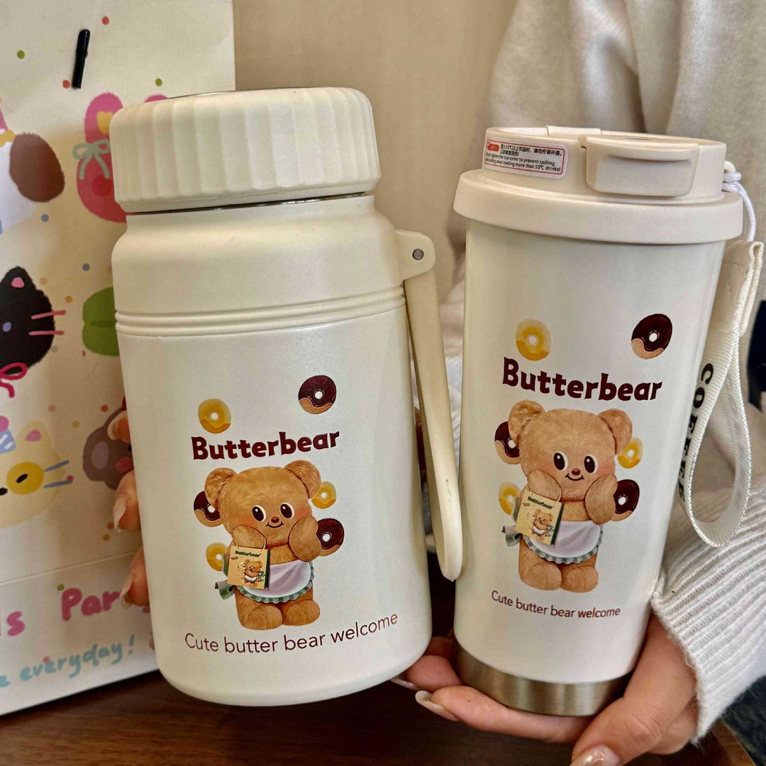 Women Insulated Drinking Bottle with Practical Carrying Handle and Cute Animal Design Bowlift