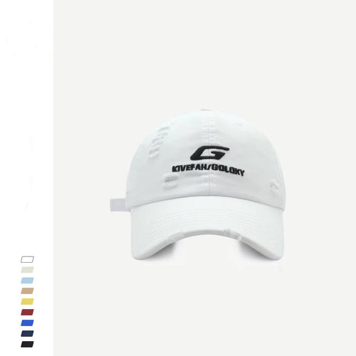 Distressed Cotton Baseball Cap with Adjustable Strap