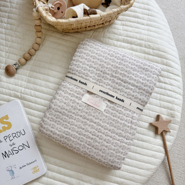 Unisex Muslin Blanket with delicate floral design and elegant ruffles Bowlift