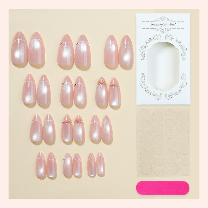 Premium Decorative Press-On Nail Set with Elegant Embellishments Bowlift