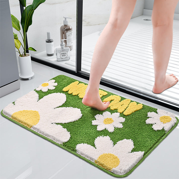 Floral-Themed Absorbent Bathroom Mat