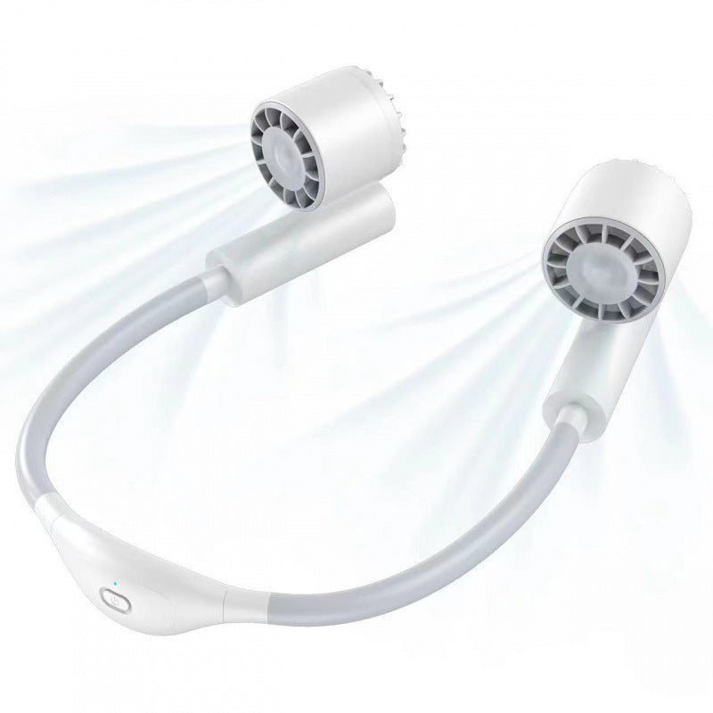 Cooling hands-free bladeless neck fan with adjustable gooseneck and rechargeable battery Bowlift