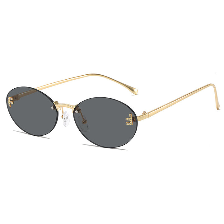 Sleek Metal Oval Sunglasses Bowlift