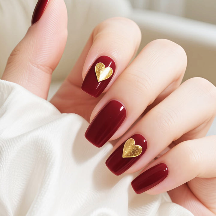 Elegant Heart-Accented Press-On Nail Set Bowlift