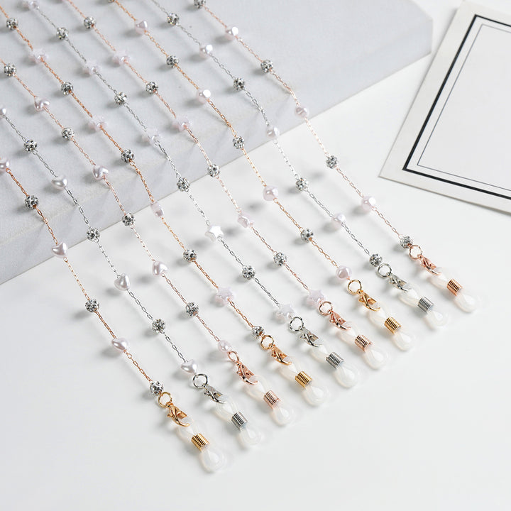 Pearl and Crystal Decor Eyewear Chain Bowlift
