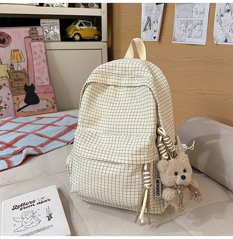 Versatile Lightweight Grid Pattern School Backpack Bowlift