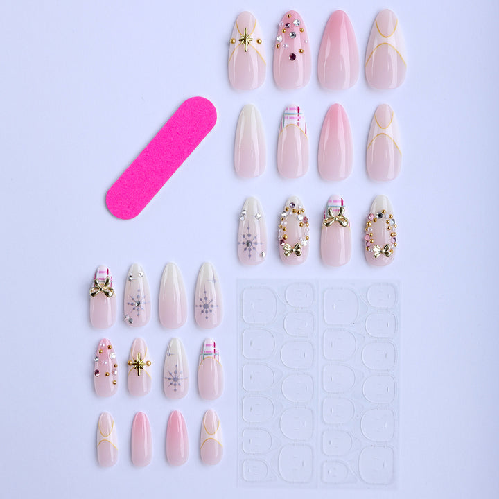 Artificial nails with luxurious 3D applications and elegant decorations Bowlift