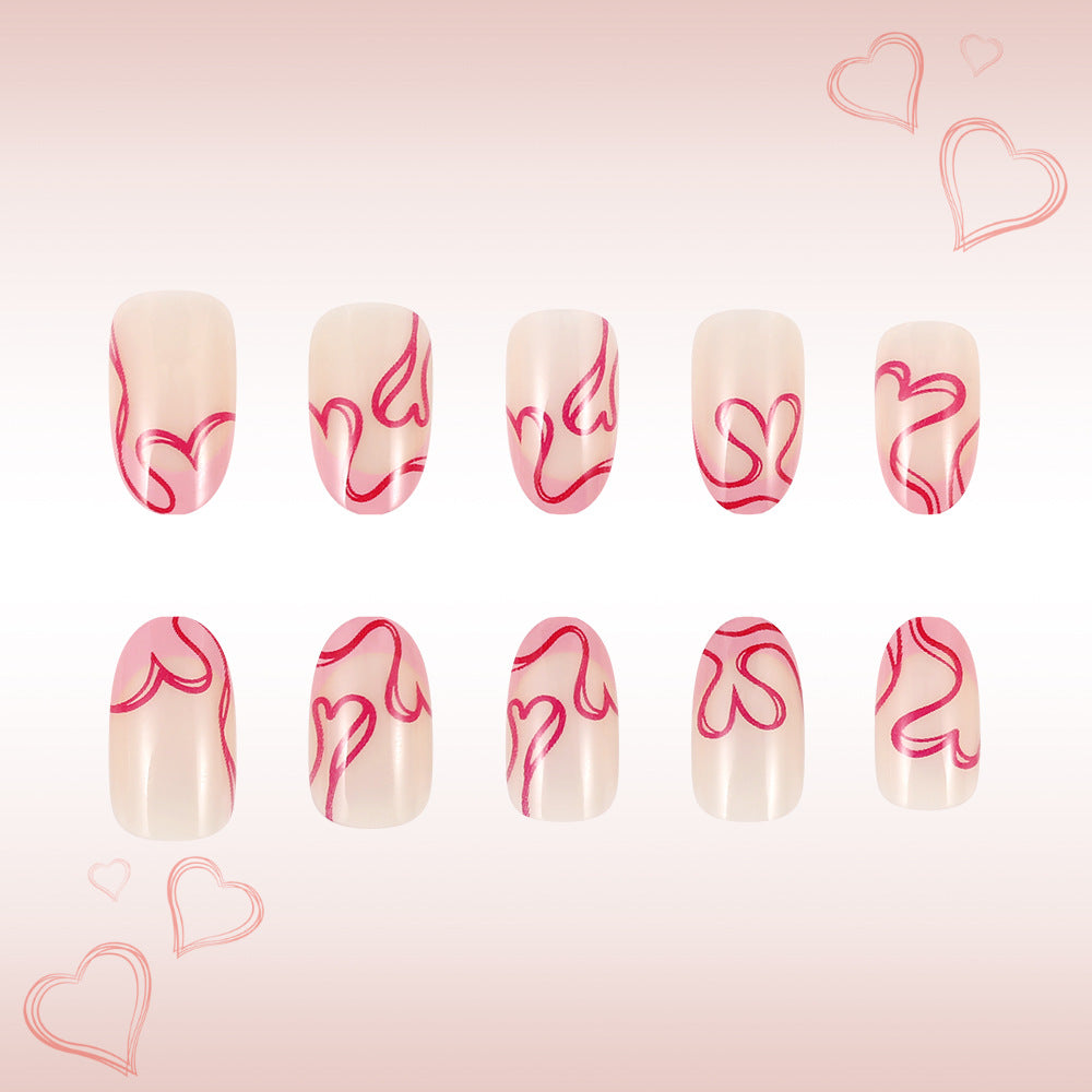 Romantic Heart-Designed Press-On Nails Bowlift