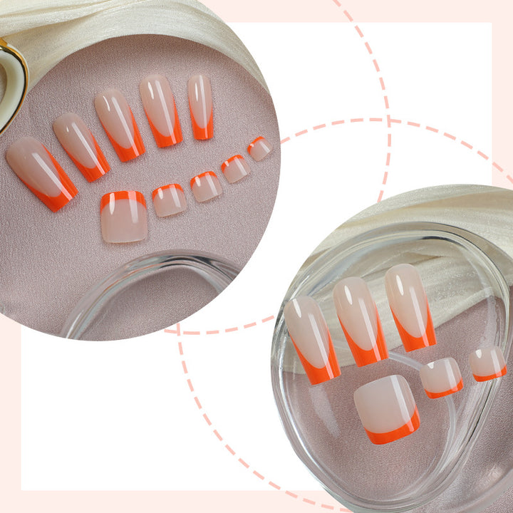 Decorative Press-On Nail Set with Geometric Design Bowlift