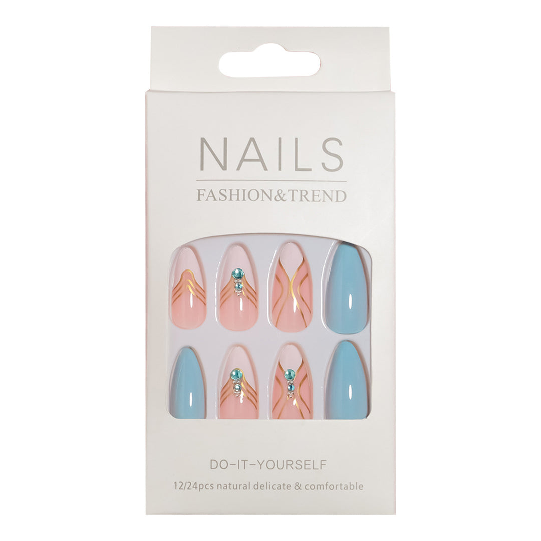 Artistic Press-On Nail Set with Elegant Detailing Bowlift