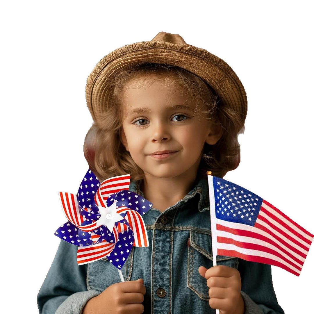 Unisex nan portable USA table flag with plastic pole and decorative tip Bowlift