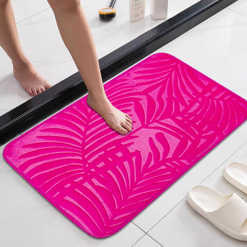 Tropical Leaf Design Memory Foam Bath Mat Bowlift