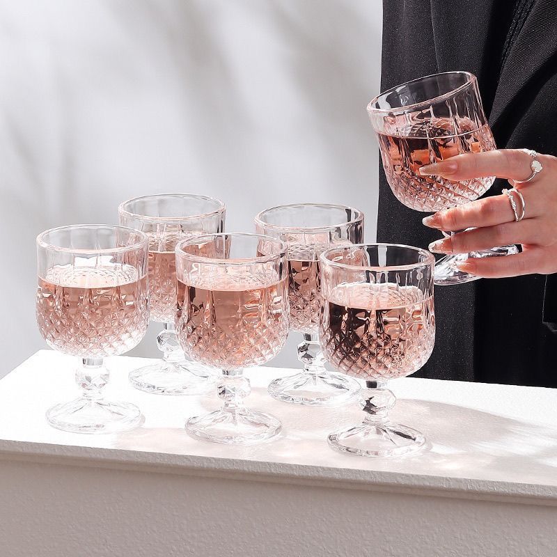 Vintage Cut Crystal Goblet Wine Glasses Set Bowlift