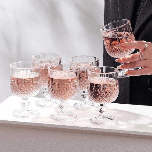 Vintage Cut Crystal Goblet Wine Glasses Set Bowlift