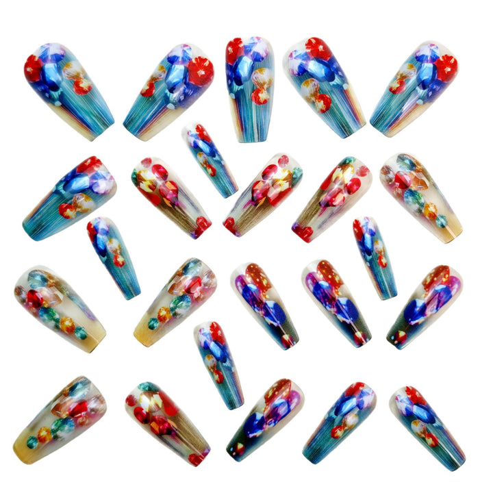 Artificial nails with sparkling crystal decorations Bowlift