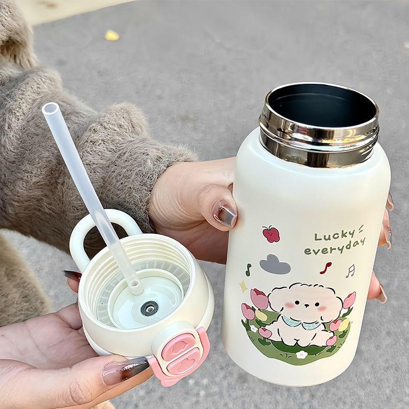 Women's Insulated Drinking Bottle with Cute Animal Design Bowlift