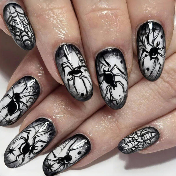 Artful Ghost-Themed Press-On Nails Bowlift