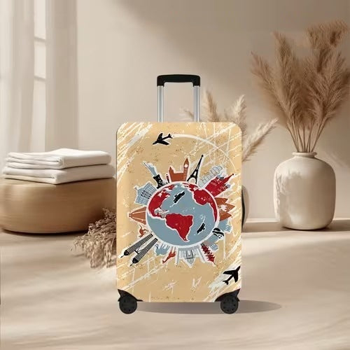 Unisex nan elastic suitcase cover with volcanic lava marble design, stretch protective cover for trolley Bowlift
