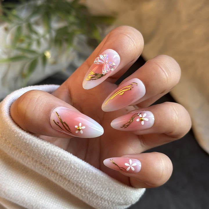 Elegant Floral-Themed Press-On Nail Art Kit Bowlift