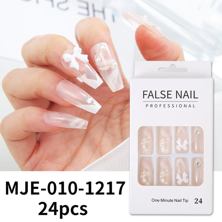Decorative Press-On Nail Set with 3D Accents Bowlift