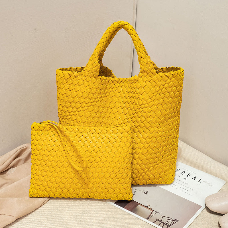 Elegant Braided Handbag with Removable Clutch Bowlift