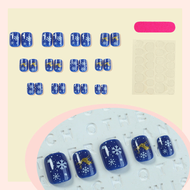 Artificial nail set with festive snowflake design Bowlift