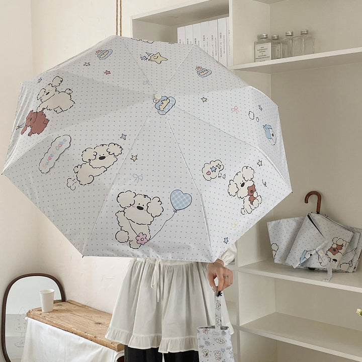 Women's Folding Umbrella with Playful Animal Design Bowlift