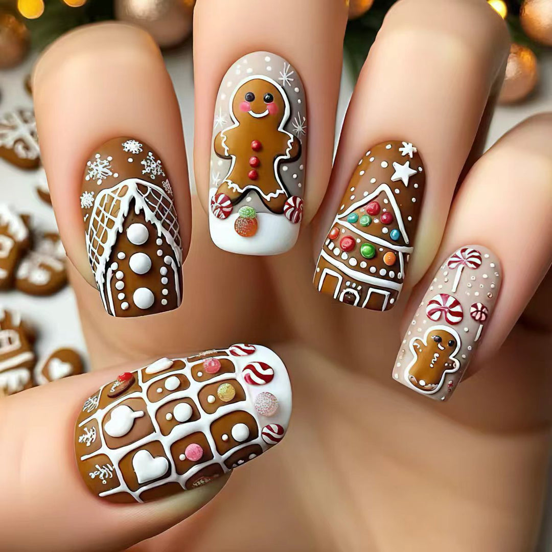 Gingerbread-Themed Nail Art Bowlift