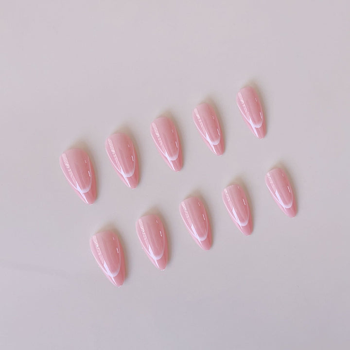 Luxurious artificial nail set with elegant French design Bowlift