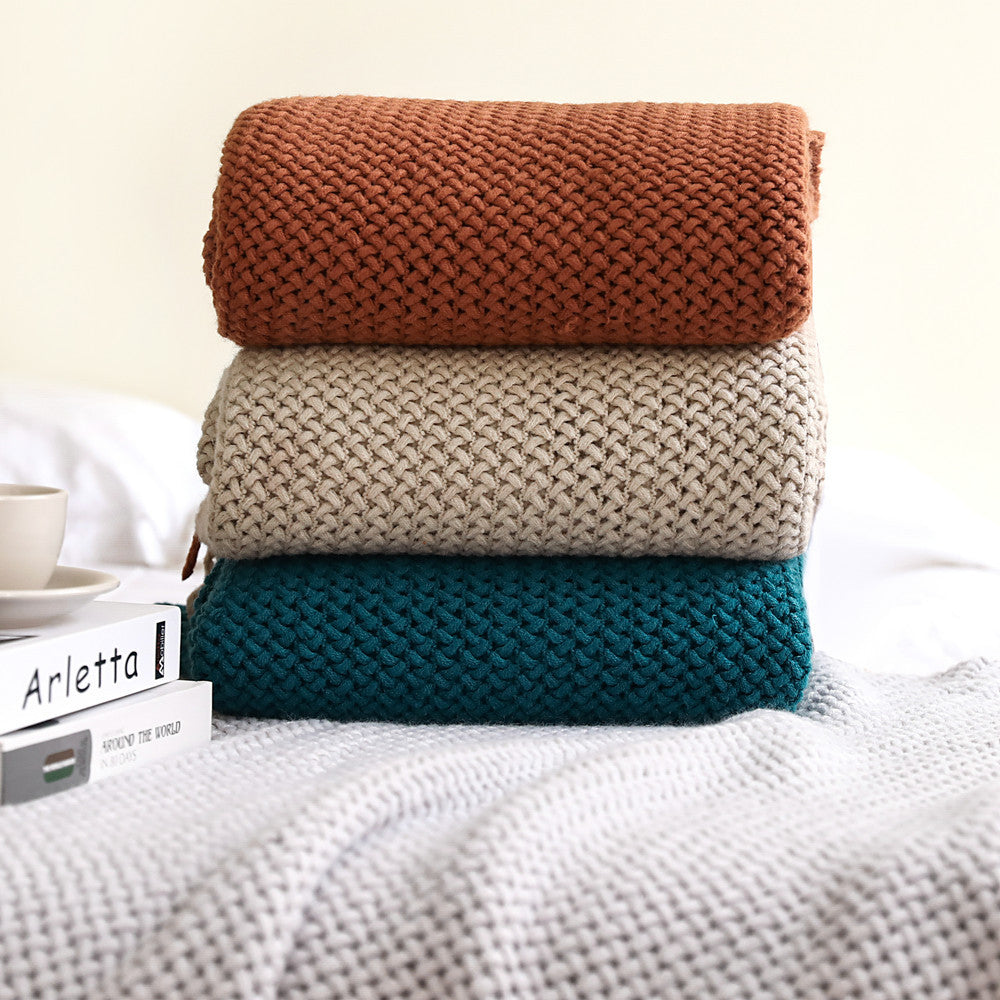 Woven Textured Knit Throw Blanket