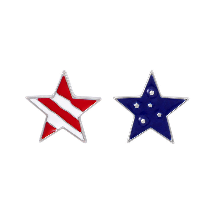 Women's star-shaped enamel earrings with USA flag motif and gold-plated fish Bowlift