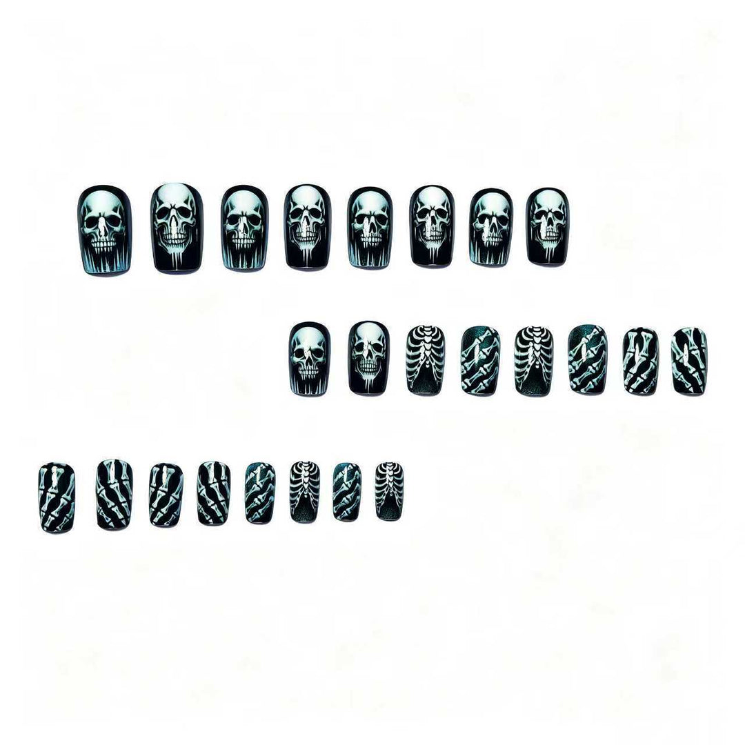 Creative artificial nails in spooky skull design Bowlift
