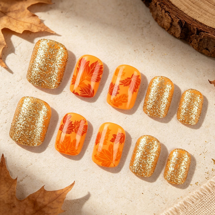 Autumn Leaf Press-On Nail Art Bowlift