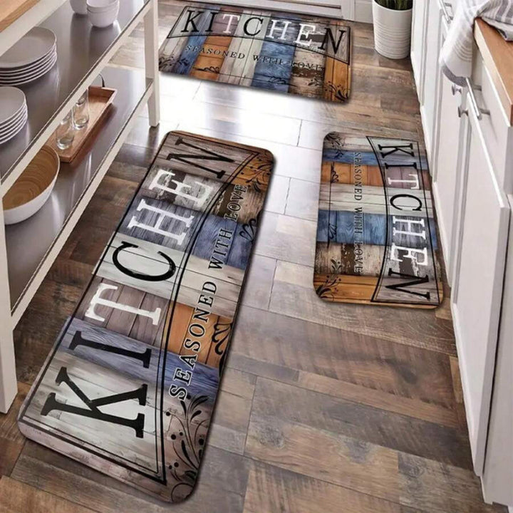 Anti-Fatigue Memory Foam Kitchen Runner and Square Mat Set with Non-Slip Backing Bowlift