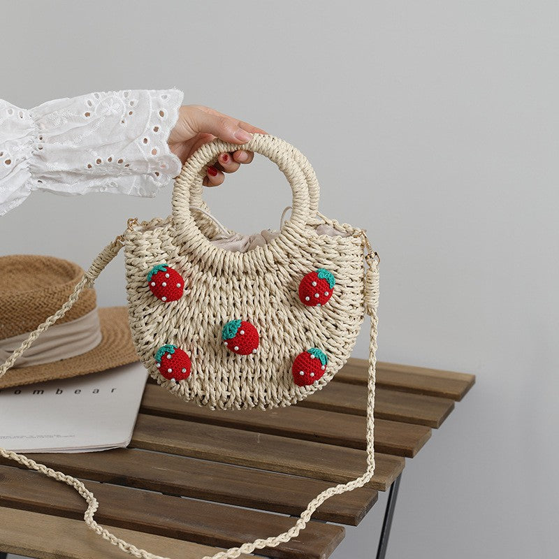 Bast bag with cheerful strawberry motifs Bowlift